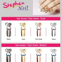 Stephen Nail Jewelry Triple Hearts (Small-Pink Gold)